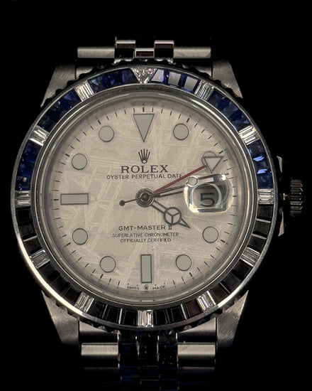 No Reserve - 2005 Rolex GMT-Master II 40MM Aftermarket Meteorite White Dial Jubilee Bracelet (16710)