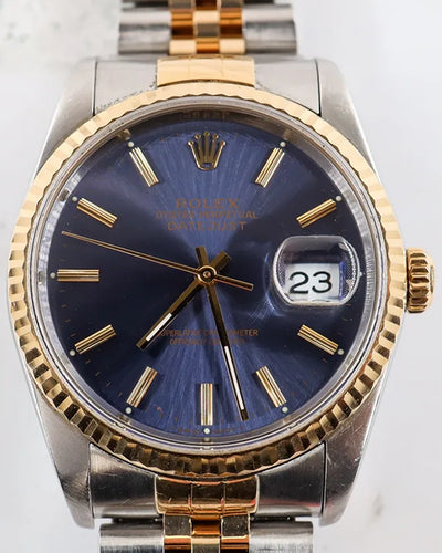 1988 (R Serial) Rolex Datejust 36MM Blue Dial Two-Tone Jubilee Bracelet (16233)