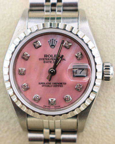 Rolex Lady-Datejust 26MM Aftermarket Pink Mother of Pearl Diamond Dial Jubilee Bracelet (69240)