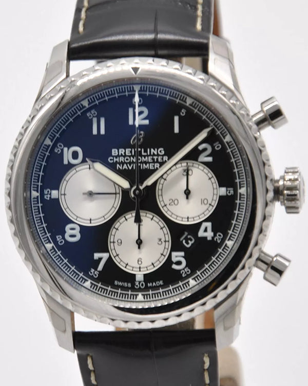 Breitling Navitimer 8 B01 Chronograph 43MM Black Dial Leather Strap (AB0117131B1P1)