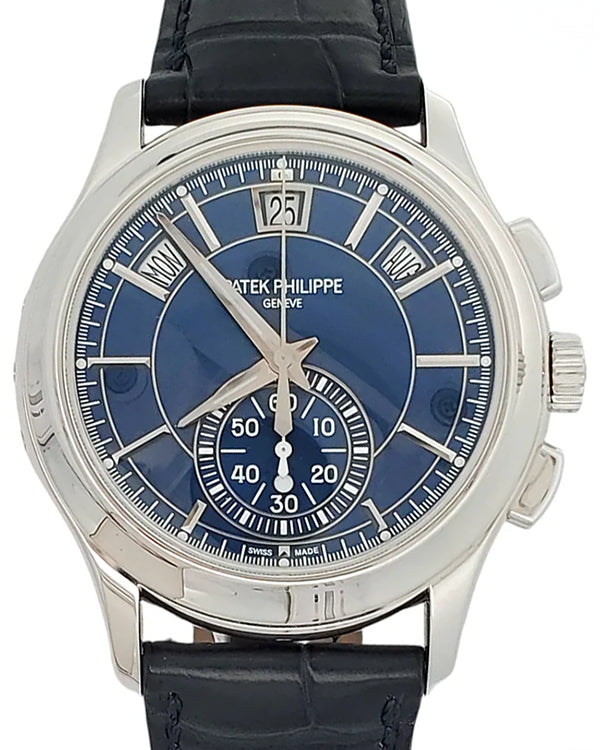 2017 Patek Philippe Complications Annual Calendar Chronograph 42MM Blue Dial Leather Strap (5905P-001)