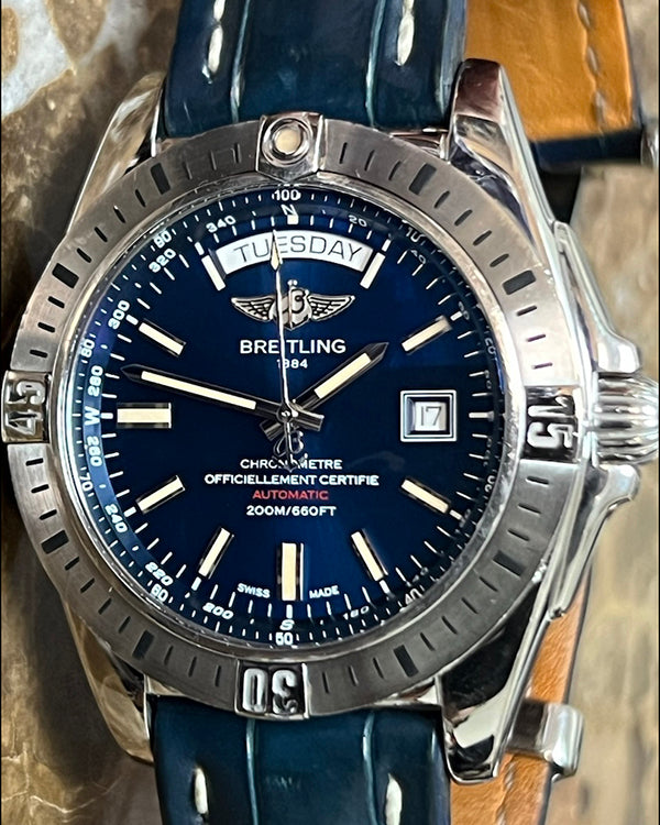 Breitling Galactic 44MM Blue Dial Leather Strap (A45320)