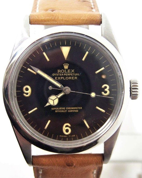 Rolex Explorer 36MM Black Dial Aftermarket Leather Strap (1016)