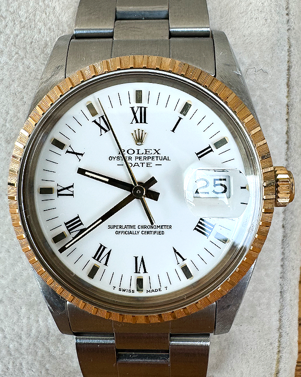 1989 Rolex Oyster Perpetual Date 34MM White Dial Oyster Bracelet (15053)