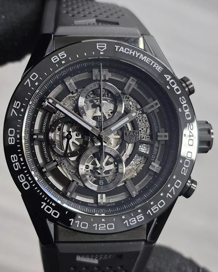 2016 Tag Heuer Carrera Calibre HEUER 01 45MM Skeleton Dial Rubber Strap (CAR2A90.FT6071)
