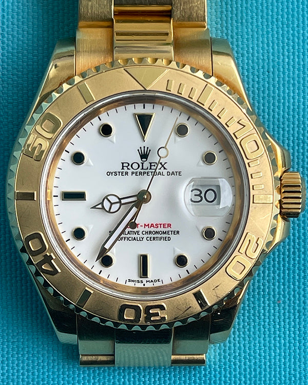 2000 (P Serial) Rolex Yacht-Master 40MM White Dial Yellow Gold Bracelet (16628)