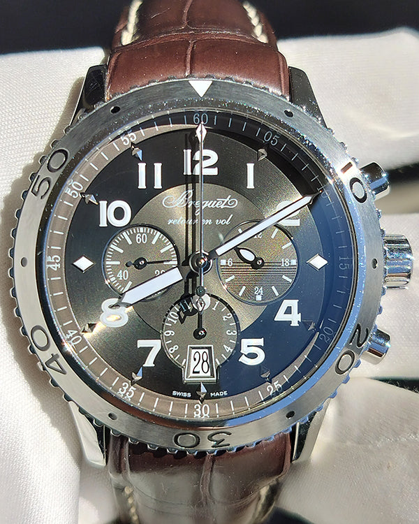 Breguet Type XXI 42MM Black Dial Leather Strap (3810)