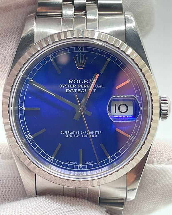 1991 (X Serial) Rolex Datejust 36MM Blue Dial Jubilee Bracelet (16234)