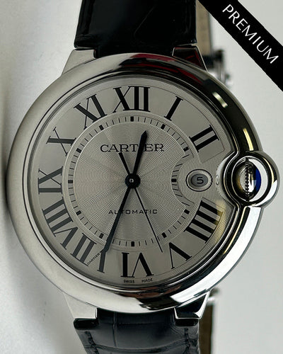 2023 Cartier Ballon Bleu De Cartier 42MM Silver Dial Aftermarket Leather Strap (WSBB0026)