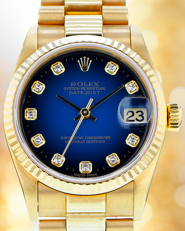 Rolex Datejust 31MM Blue Dial Yellow Gold President Bracelet (78278)