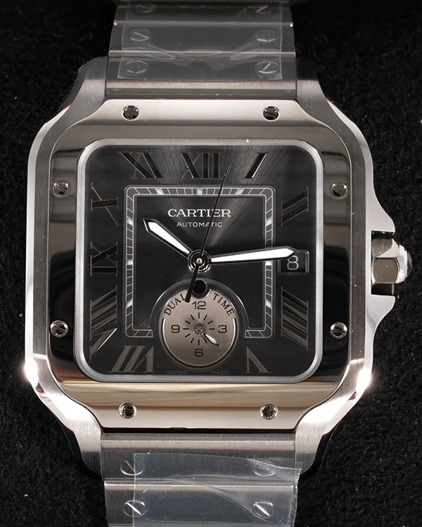 Cartier Santos De Cartier 39.8MM Grey Dial Steel Bracelet (WSSA0076)