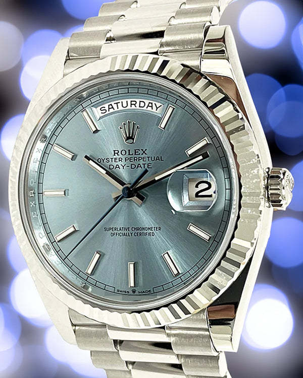 2024 Rolex Day-Date 40MM Blue Dial Platinum President Bracelet (228236)