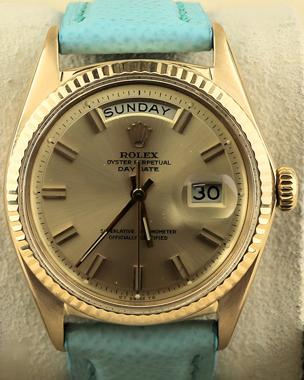 1966 (1.3 Mil Serial) Rolex Day-Date 36MM Champagne Dial Aftermarket Leather Strap (1803)