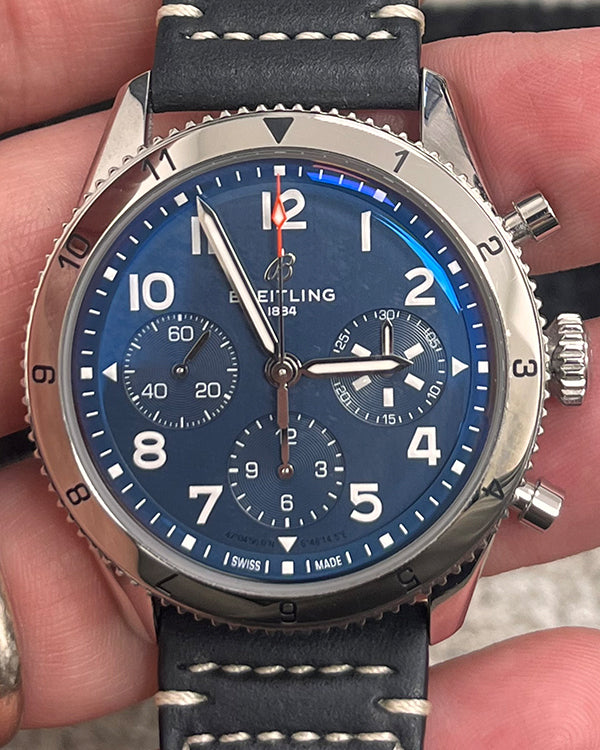 2024 Breitling Classic Avi 42MM Blue Dial Leather Strap (A23380)