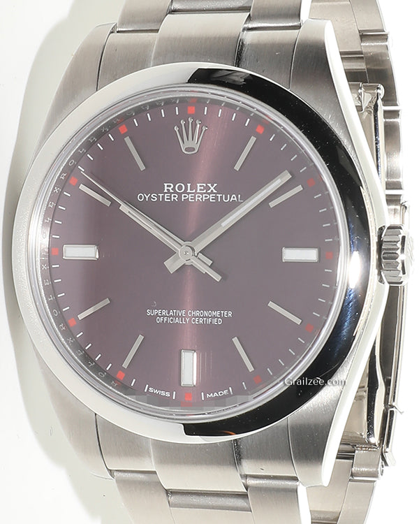 Rolex Oyster Perpetual 39MM Red Grape Dial Oyster Bracelet (114300)