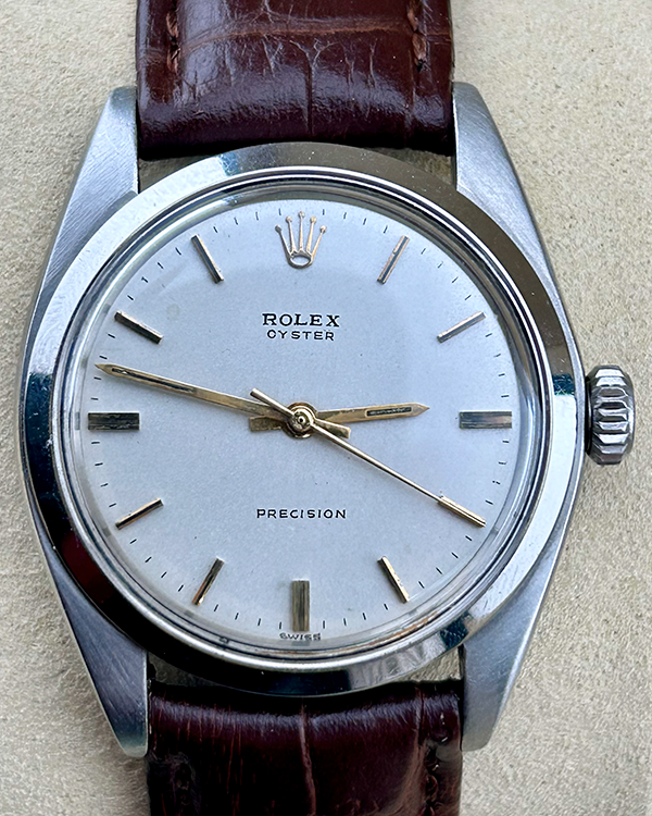 Rolex Oyster Precision Vintage 34MM Silver Dial Leather Strap (6426)