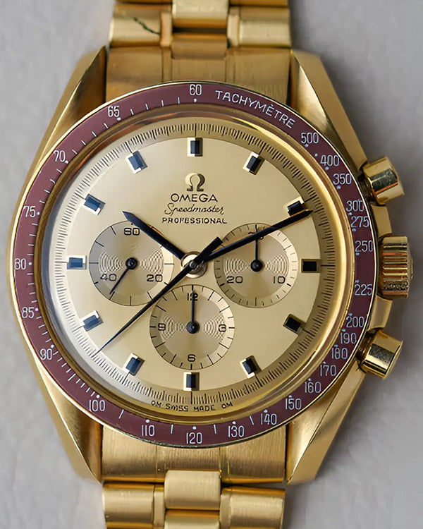 1970 Omega Speedmaster  "Apollo XI" 42MM Champagne Dial Yellow Gold Bracelet (145.022-69)