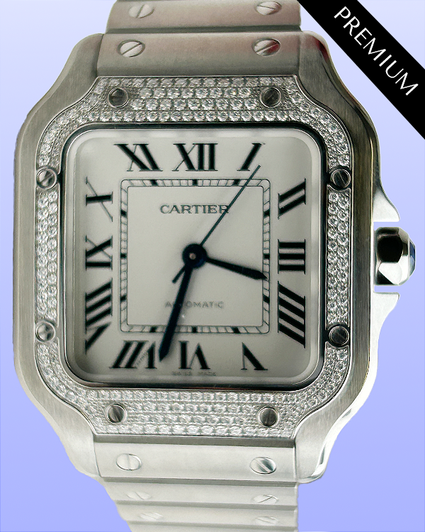 Cartier Santos De Cartier 35MM White Dial Steel Bracelet (W4SA0005)