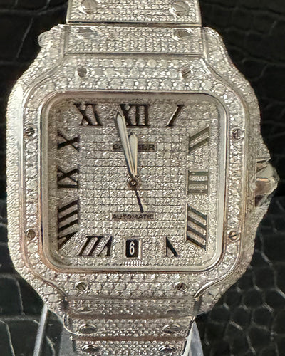 Cartier Santos De Cartier 35MM Aftermarket Diamond Dial Aftermarket Diamond Bracelet  (WSSA0029)