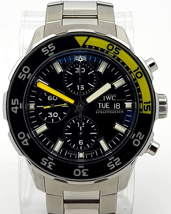 IWC Schaffhausen Aquatimer Chronograph 44MM Black Dial Steel Bracelet (IW376708)