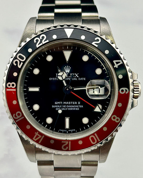 2001 (K Serial) Rolex GMT-Master II "Coke" 40MM Black Dial Oyster Bracelet (16710)