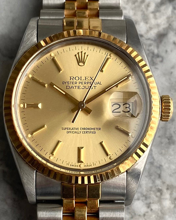 Rolex Datejust 36MM Champagne Dial Two-Tone Jubilee Bracelet (16013)