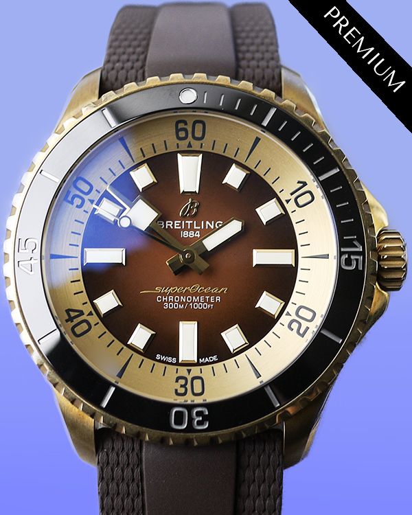 No Reserve - Breitling Superocean 44MM Brown Dial Rubber Strap (N17376)