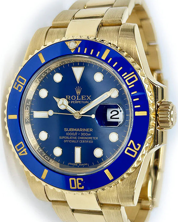 2019 Rolex Submariner Date "Bluesy" 40MM Blue Dial Yellow Gold Oyster Bracelet (116618LB)