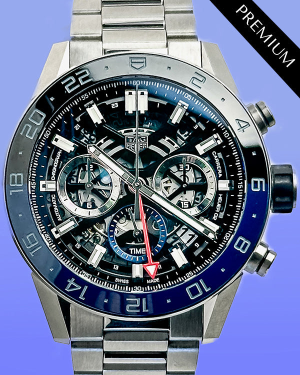 2022 TAG Heuer Carrera 45MM Skeleton Dial Steel Bracelet (CBG2A1Z.BA0658)