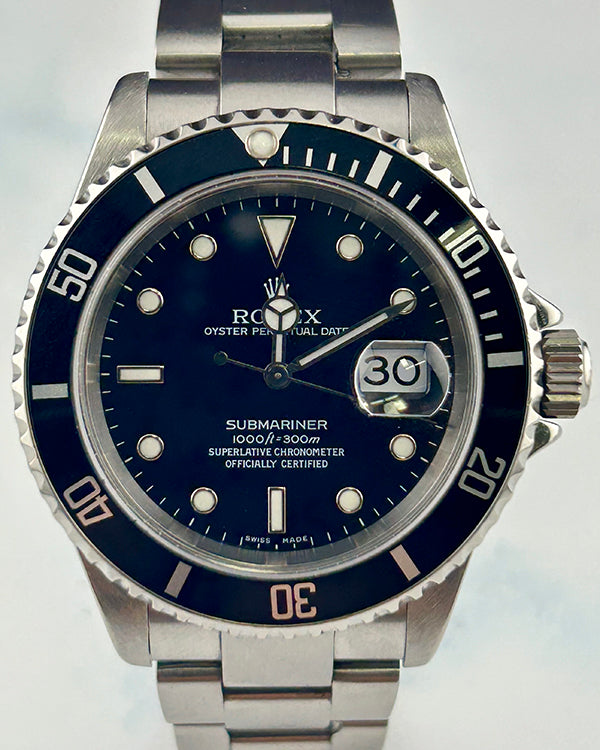 2002 (Y serial) Rolex Submariner Date 40MM Black Dial Oyster Bracelet (16610)