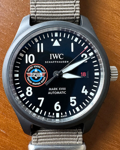 2022 IWC Schaffhausen Pilot Mark XVIII Top Gun “SFTI” 41MM Black Dial Textile Strap (IW324712)