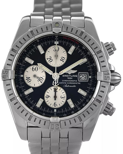 2005 Breitling Chronomat Evolution 42MM Black Dial Steel Bracelet (A13356)