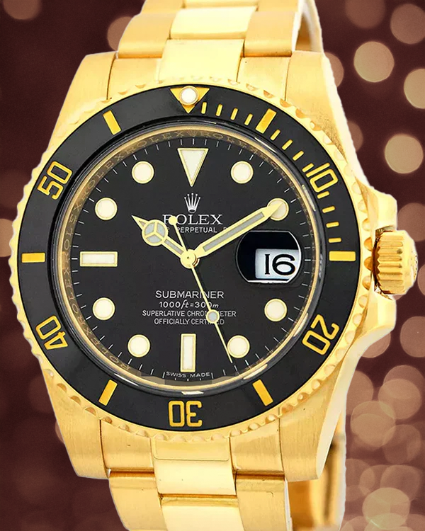 Rolex Submariner Date 40MM Black Dial Yellow Gold Oyster Bracelet (116618)