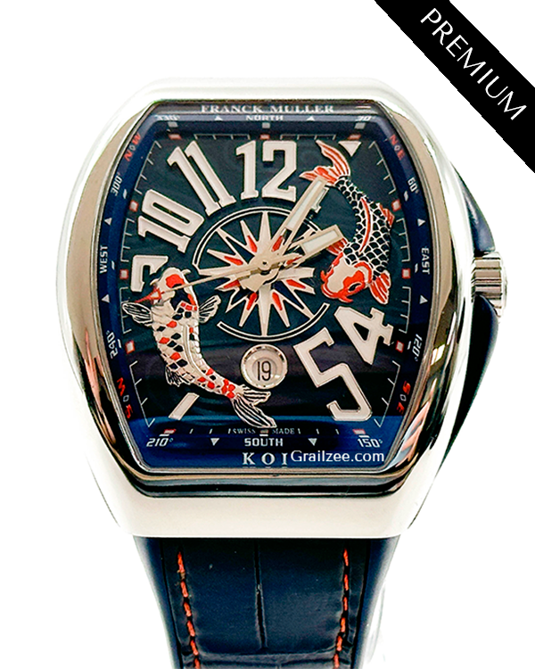 Franck Muller Vanguard KOI 2 44MM Blue Dial Leather Strap (V45 YT SC DT AC BL)