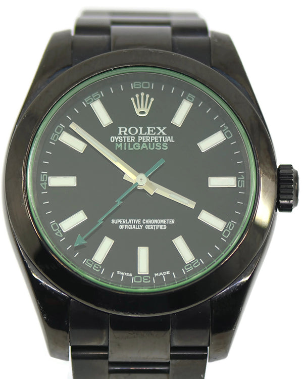 2013 Rolex Milgauss 40MM Black Dial Steel Aftermarket DLC Coated Oyster Bracelet (116400GV)