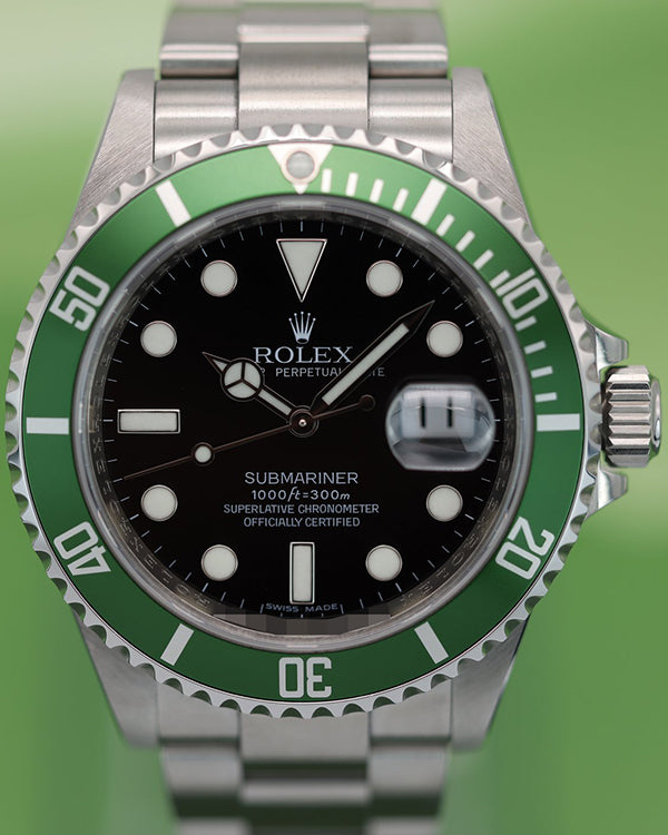 2008 (M Serial) Rolex Submariner Date "Kermit" 40MM Black Dial Oyster Bracelet (16610LV)