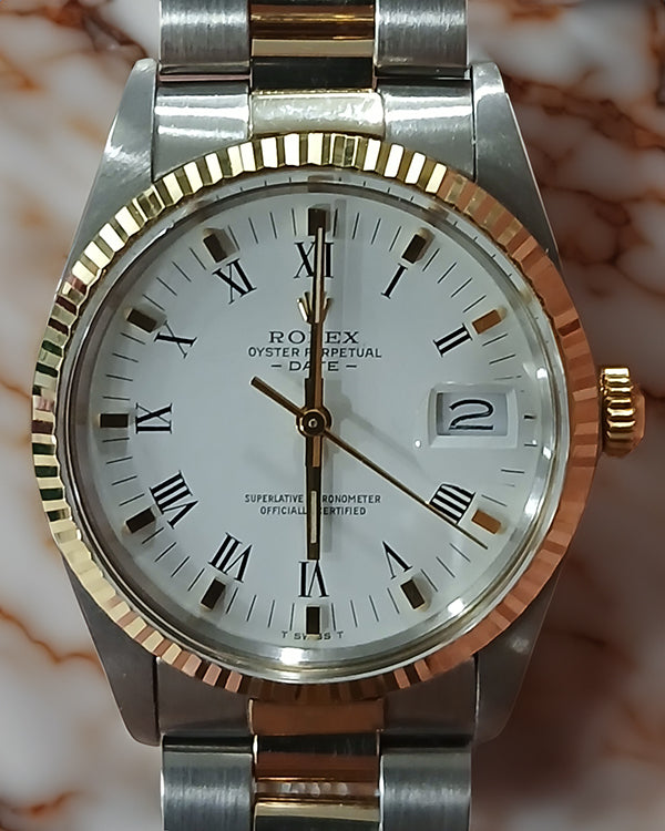 Rolex Oyster Perpetual Date 34MM White Dial Two-Tone Bracelet (15000)
