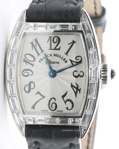 Franck Muller Cintrée Curvex 27x20MM Quartz Silver Dial Leather Strap (2500 QZ BG)