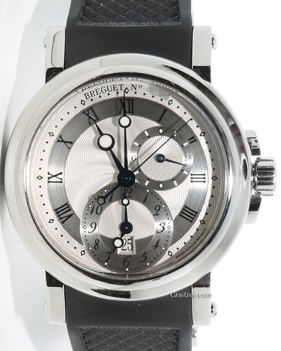 Breguet Marine Dual Time 42MM Silver Dial Rubber Strap (5857ST/12/5ZU)