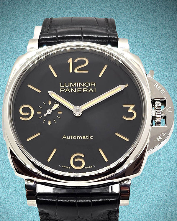 2018 Panerai Luminor Due 3 Days 45MM Black Dial Leather Strap (PAM00674)