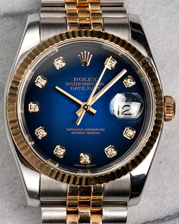 Rolex Datejust 36MM Blue Vignette Dial Two-Tone Jubilee Bracelet (116233)