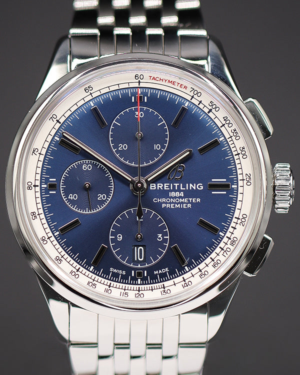 2020 Breitling Premier Chronograph 42MM Blue Dial Steel Bracelet (A13315351C1A1)