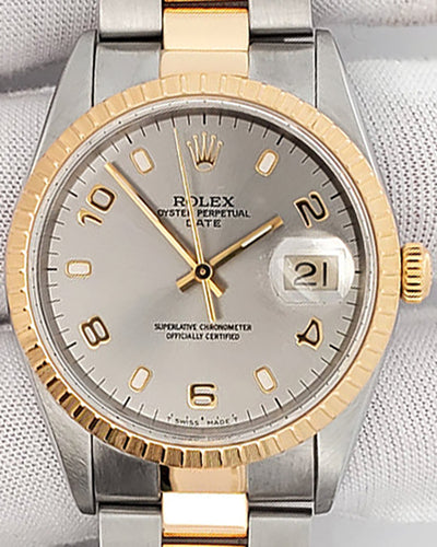 Rolex Oyster Perpetual 34mm Grey Dial Two-Toned Oyster Bracelet (15223)