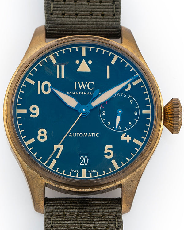 2018 IWC Schaffhausen Big Pilot Heritage Bronze Limited 46.2MM Blue Dial Leather Strap (IW501005)