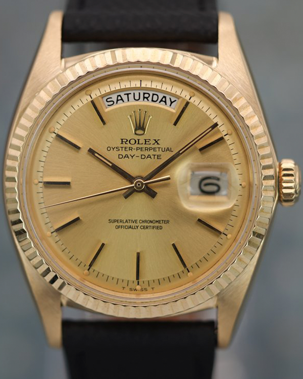 Rolex Day-Date Vintage 36MM Champagne Dial Aftermarket Leather Strap (1803)