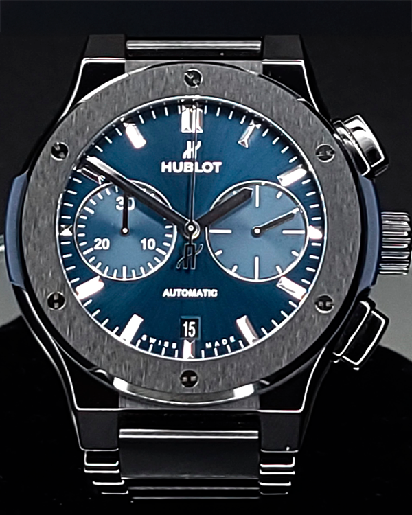 Hublot Classic Fusion 45MM Blue Dial Ceramic Bracelet (520.CM.7170.CM)