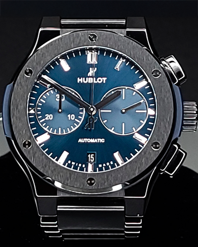 Hublot Classic Fusion 45MM Blue Dial Ceramic Bracelet (520.CM.7170.CM)