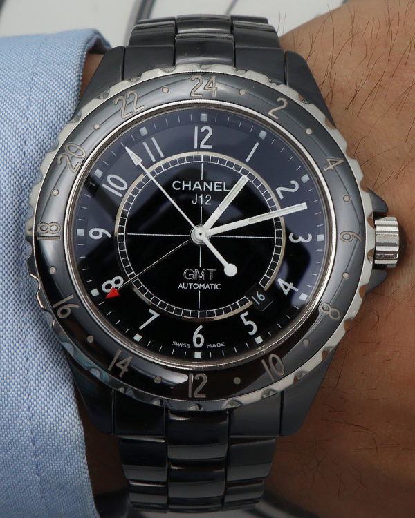 Chanel J12 GMT 42MM Black Dial Ceramic Bracelet (H2012)