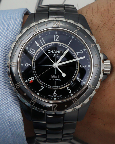 Chanel J12 GMT 42MM Black Dial Ceramic Bracelet (H2012)