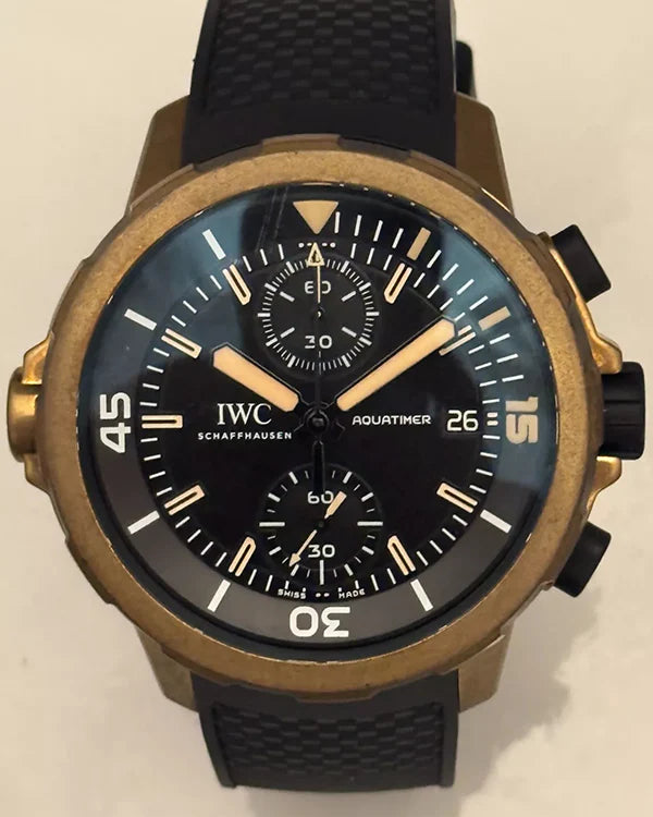 2015 IWC Schaffhausen Aquatimer Chronograph "Charles Darwin Edition" 44MM Black Dial Rubber Strap (IW379503)